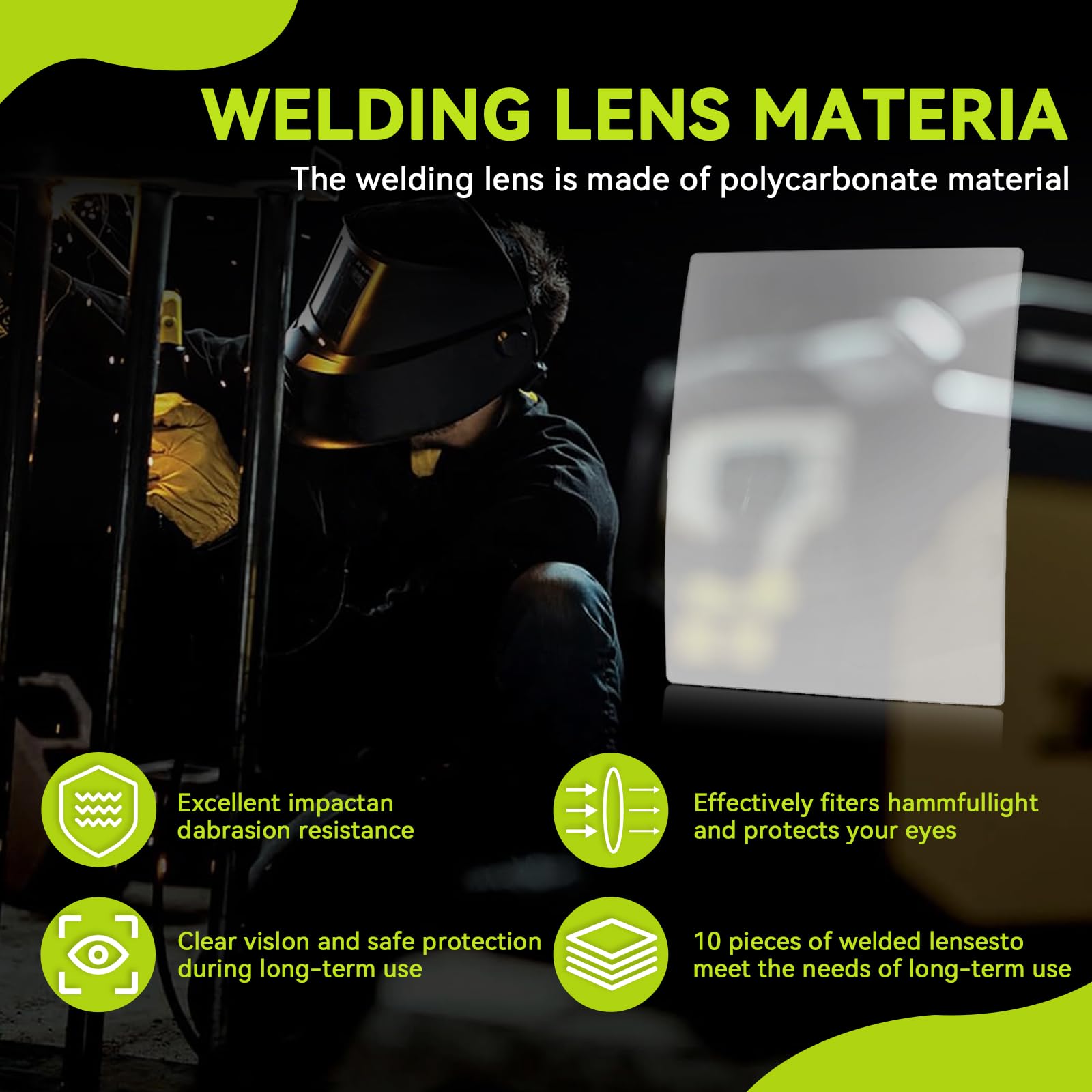 WarriorTech - Gafas de seguridad ajustables, para casco de soldadura Esab Savage A40, lente de cubierta frontal 0700000010, lentes de seguridad para casco de soldadura, salpicaduras y