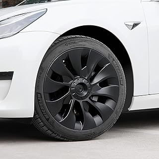 Wheel Cover Hubcaps for Tesla Model 3, 4pcs 18 Inch Hub Cap Replacement, Tesla Aero Hubcap Replacement Uberturbine Hubcaps Matte Black Wheel Cover Set for 2017-2023 Model 3, Rim Protector for Model 3