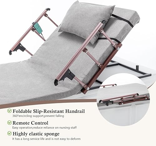 Miniatura 4 de Respaldo de cama eléctrico ajustable con control remoto, soporte reclinable de 4 a 68 para ancianos, mujeres embarazadas y pacientes, marco de acero