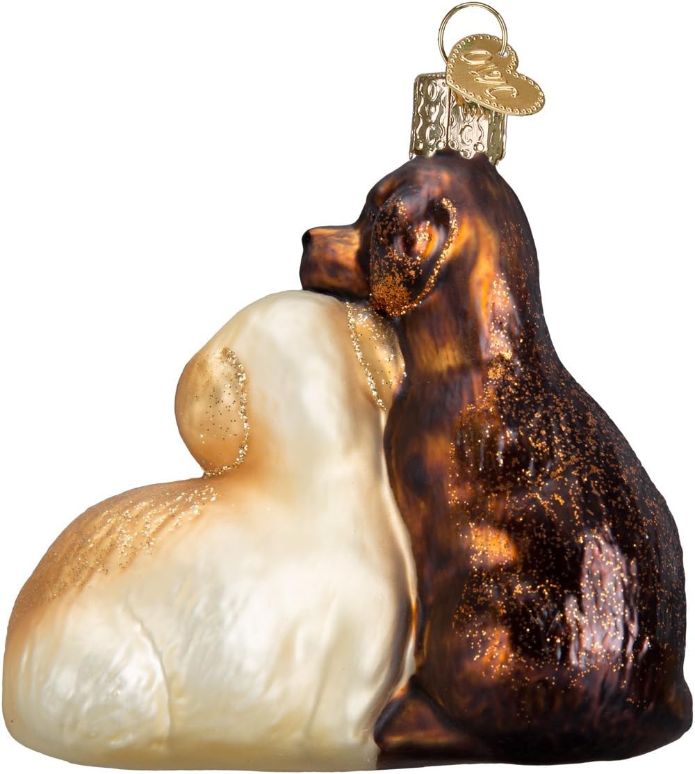 Old World Christmas Puppy Love Glass Blown Ornament for Christmas Tree, Handcrafted Holiday Decoration, Pet Collection