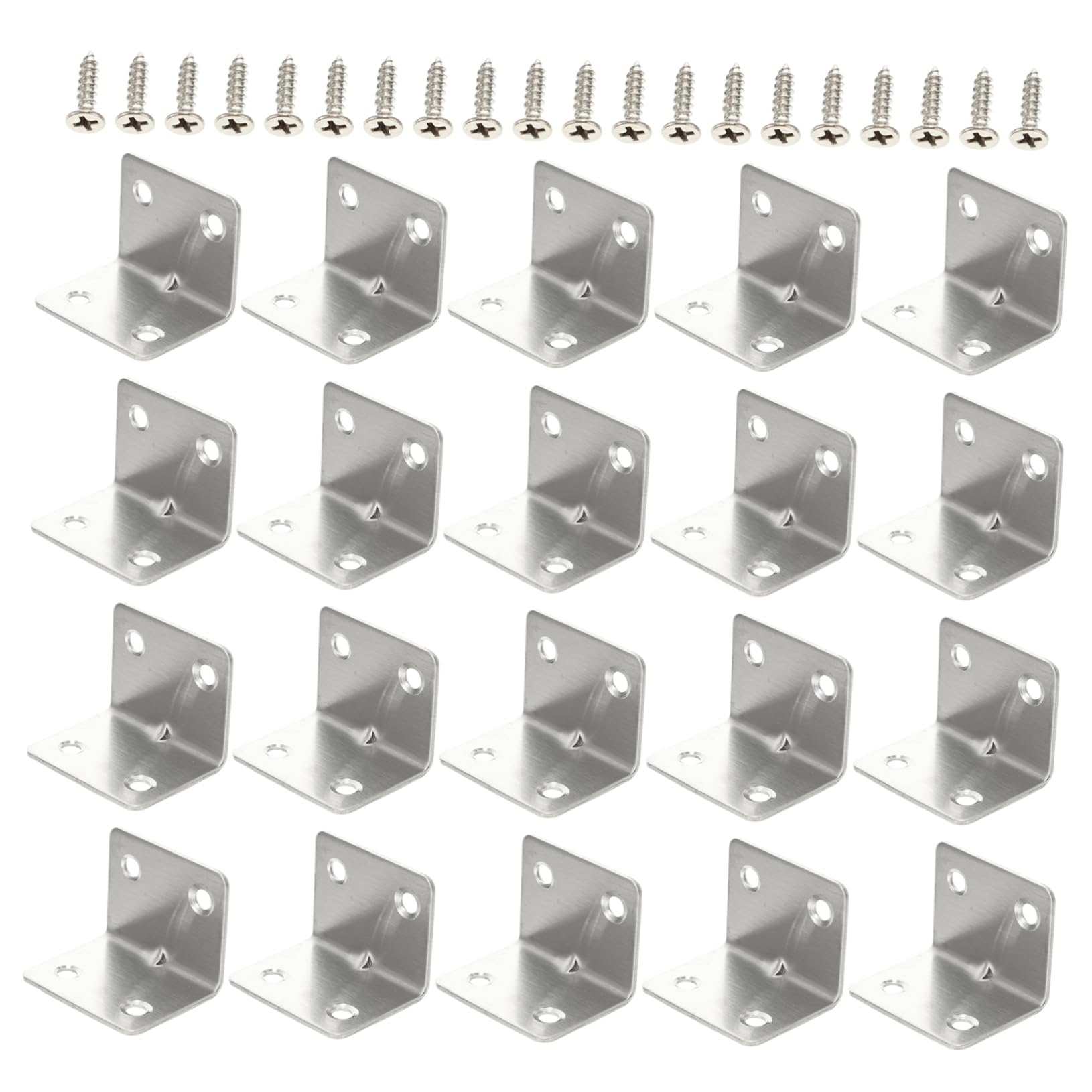 KICHOUSE Stainless Steel Corner Code 20pcs Heavy Duty Angle Brackets Right Angle Bracket Joint Fastener Furniture Accessory