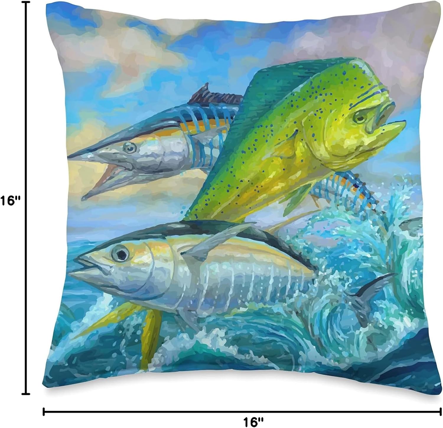 Cute Mahi Mahi Fishing Fish Tuna Throw Pillow
