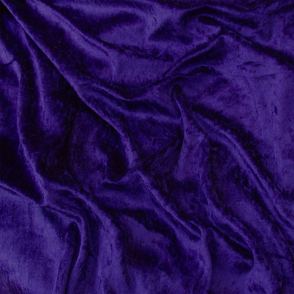 Crushed Velvet Fabric 59" Wide - Premium Velvet Material for Upholstery, Home Decor - Available in Gold, Black, Green, Blue, White, Red, Silver - Fabric by The Metre (Purple, 10m)