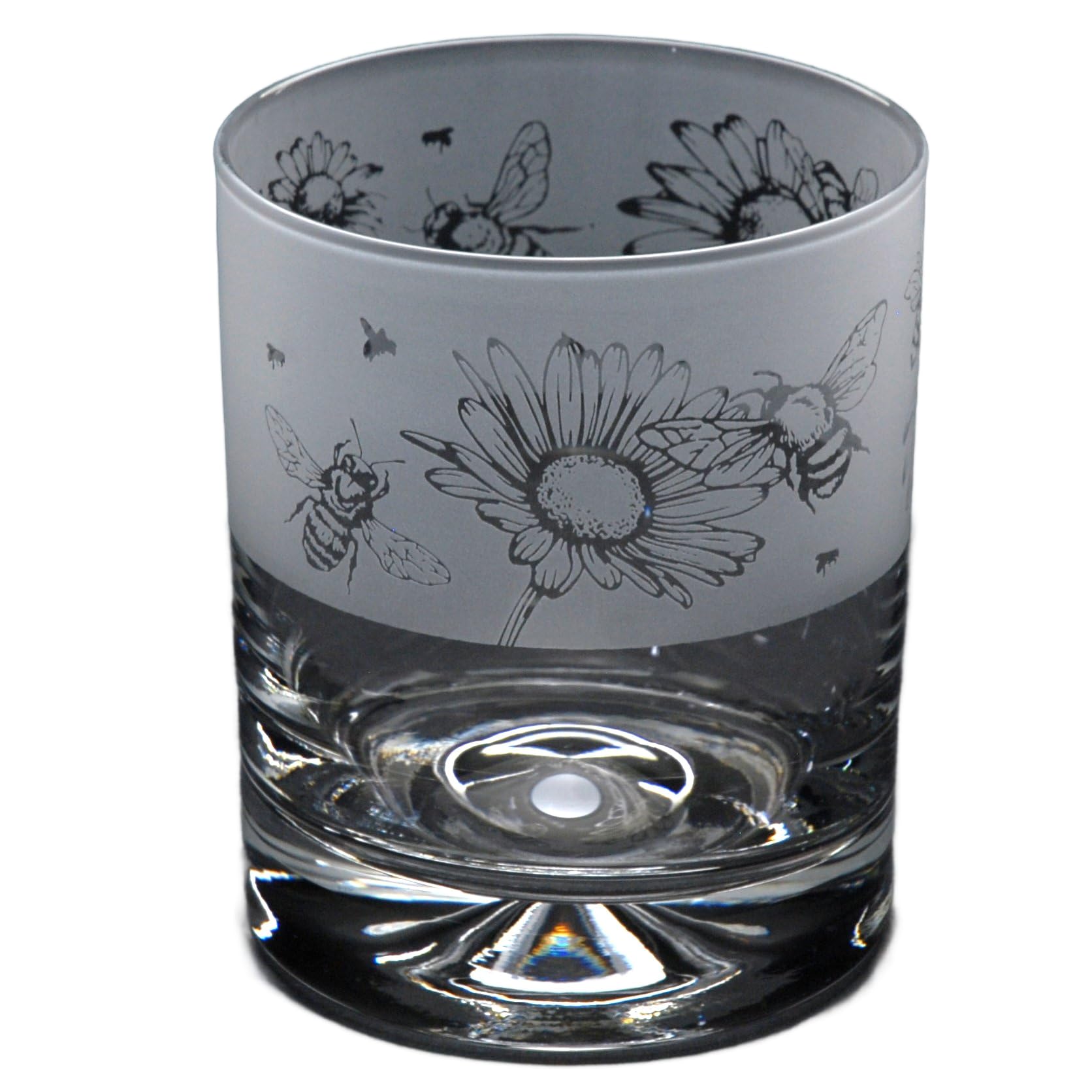 GLYPTIC Glass Art Bee Hand Etched/Engraved Whiskey Tumbler Glass โ image 1