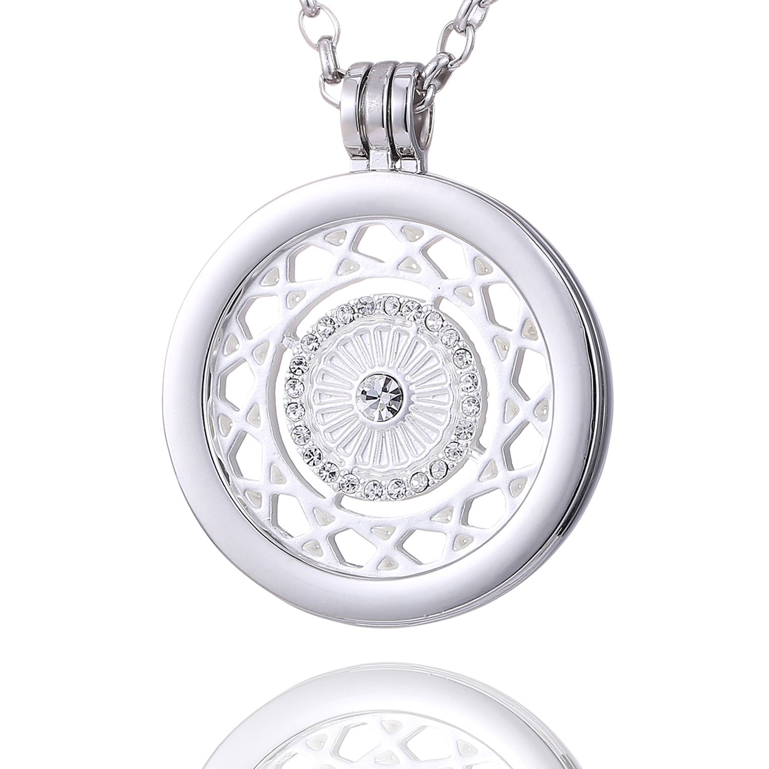 Morella Mujeres Collar 70 cm Acero Inoxidable y Colgante Amuleto Coin 33 mm en Bolsa para Joyas — view 13