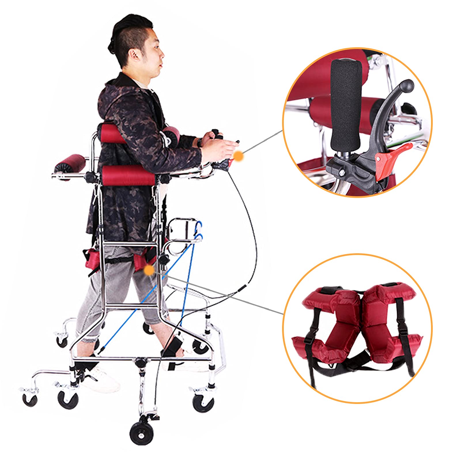 Deambulatore per Anziani o disabili, Girello Ascellare Altezza Regolabile, Aiuto per la mobilitàcon 8 Ruote, Seduta, Freni (Maschio e Femmina)