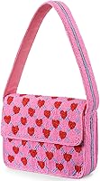 Sunnymove Handmade Beaded Shoulder Bag - Pink Heart Clutch Purse, Romantic Valentine's Gift for Women