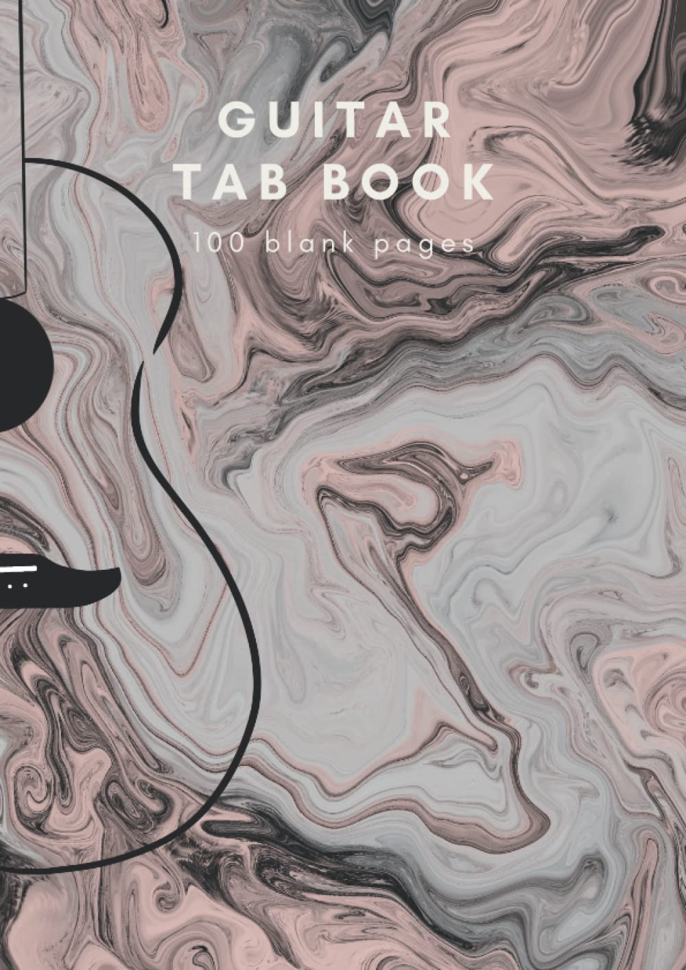 A4 Guitar Tab book 100 pages in Shell Pink & Olympic White: Blank guitar tablature paper, high quality gloss paperback cover By Elizabeth Banks