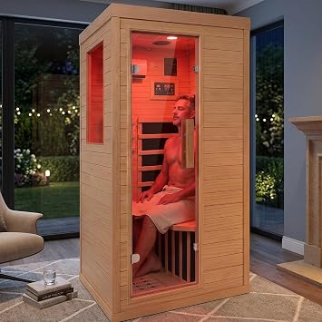 Far Infrared Sauna Room for Home Use - 1350W Natural Hemlock Indoor Personal Wooden Personal Dry Sauna with Rapid Heating, Perfect for Athletes, Busy Professionals & Arthritis Sufferers