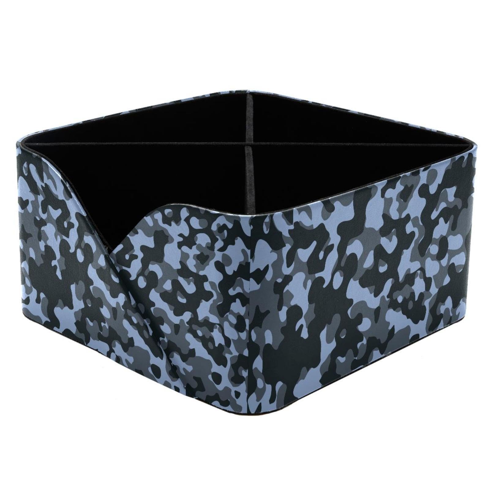 KengjuTesu Blue Military Camouflage Desktop Organizer Pen Holder, Rectangular Pencil Cup for Office, Study and Makeup Stations
