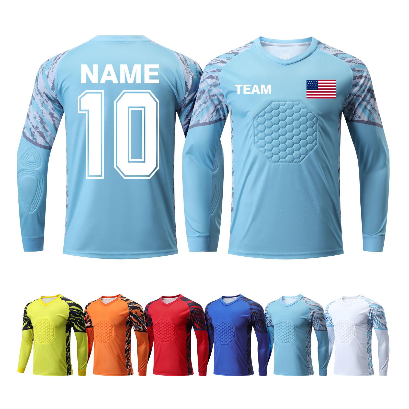 ORYG Custom Goalie Jersey Padded Soccer Goalie Shirt Personalized Goalkeeper Uniform Goalkeeper Kit for Kids Boys Youth Adult