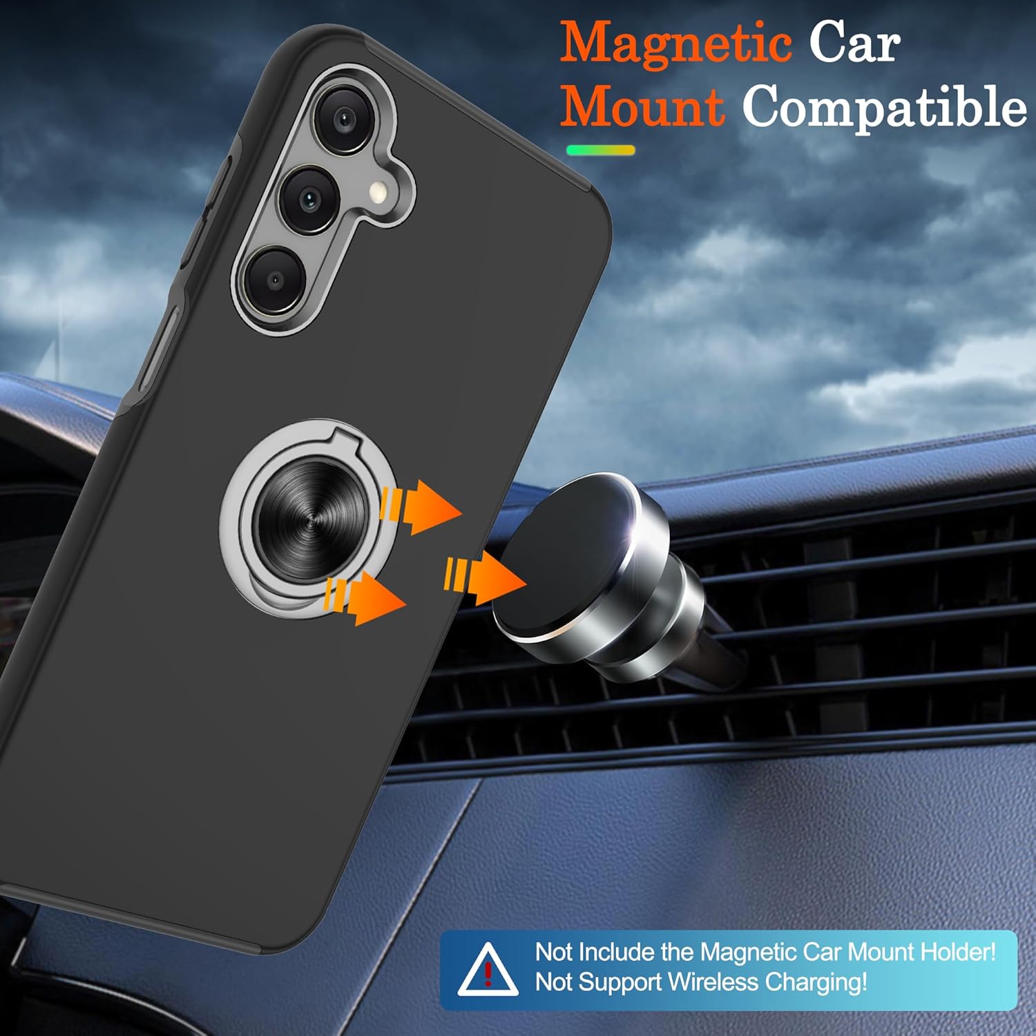 Gritup for Samsung Galaxy A25 5G Phone Case with Screen Protector×2Pcs, 360° Rotating Metal Kickstand | MIL-Grade Shockproof Protection (Military Standard),Black - Image 5