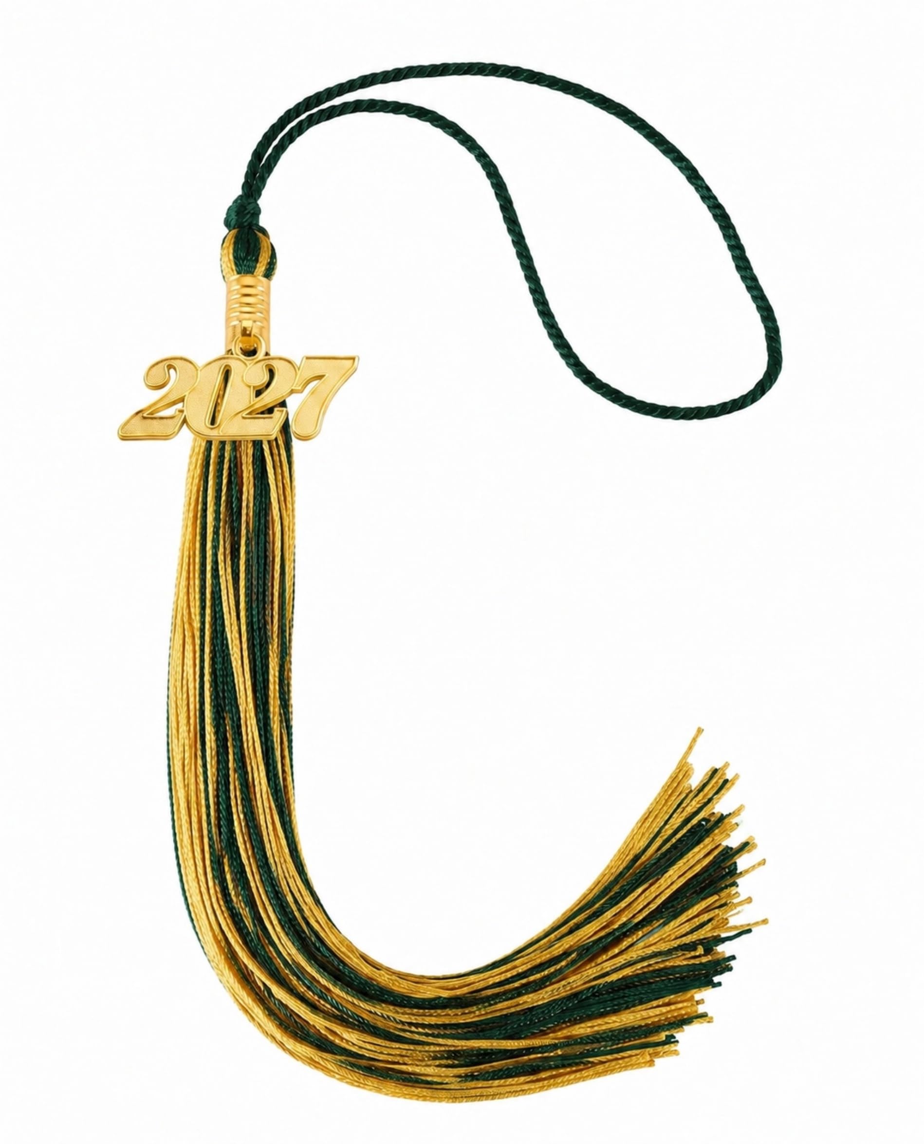 Graduation Tassel 2027 for Grad Cap,Forest Green and Gold Tassel with Gold Charm