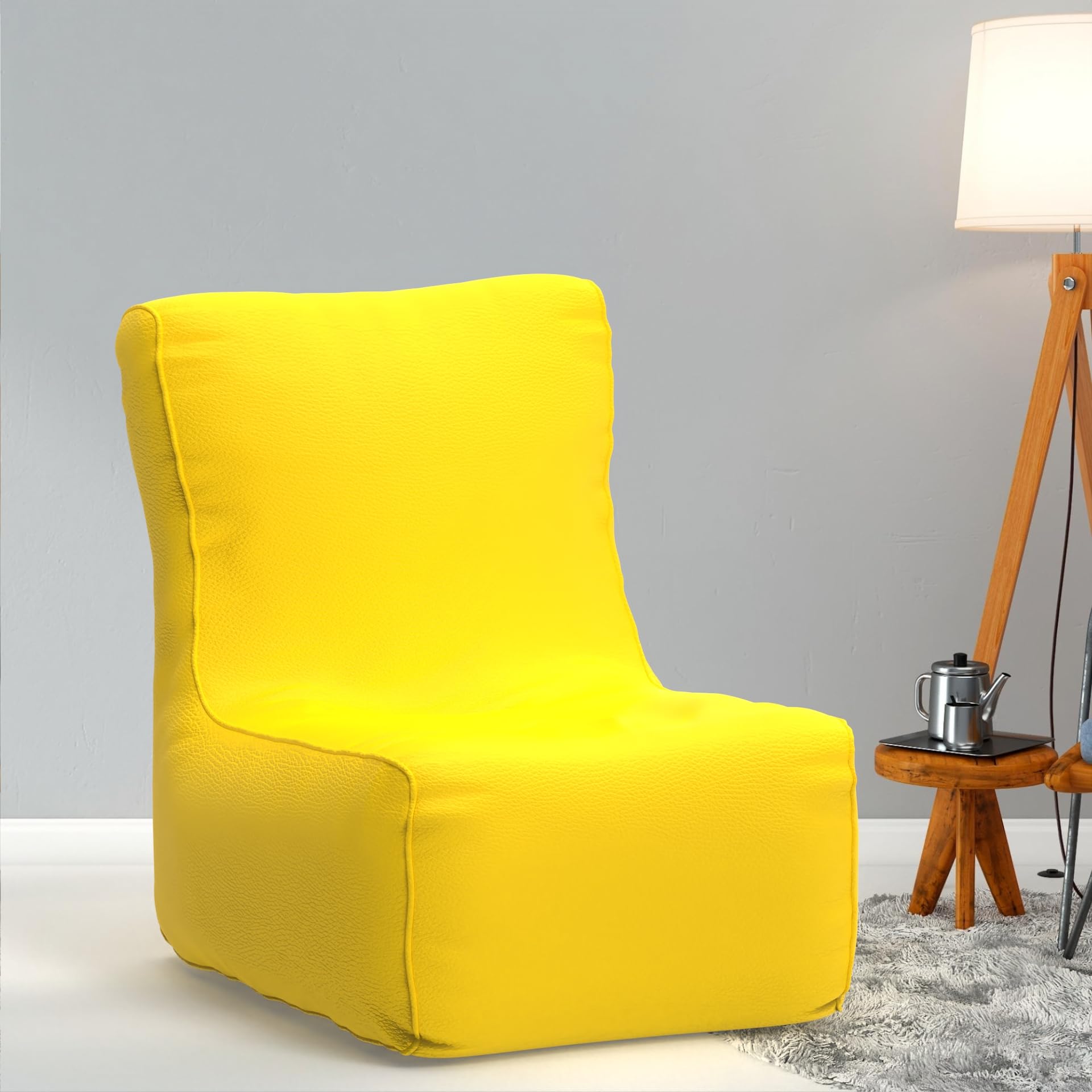 Bean Bag Chair Cover | Size: 0XL | Color: Yellow | Without Beans | Premium Leatherette Cover (CMF 1495)-image-49