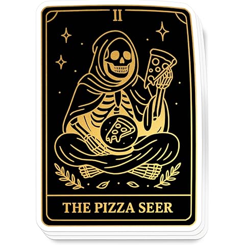 (3Pcs) The Pizza Seer Funny Skeleton Stickers Tarot Inspired Design Decal Waterproo...