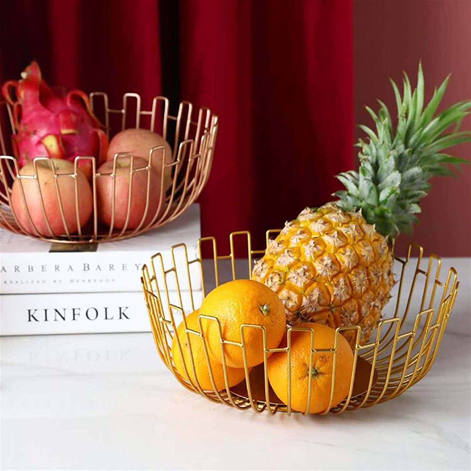 Corbeille à Fruits En Fil De Fer élégante - 2 Tailles (23x12 Cm Et 25x11 Cm) - Pour Comptoir, Présentation Aérée