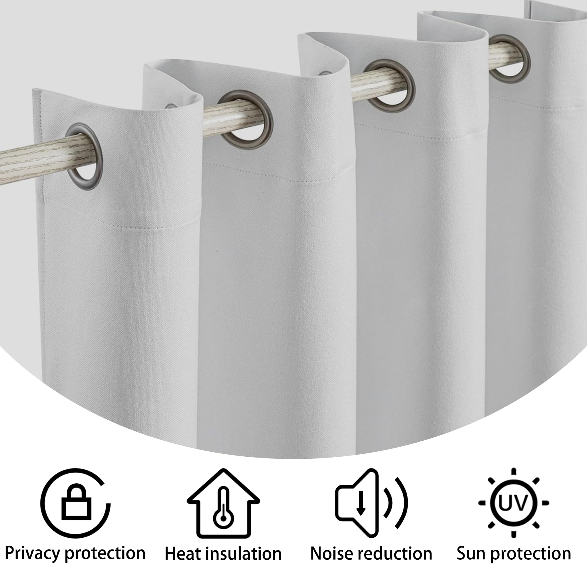Tende Oscuranti 240 x 200 cm Poliestere Resistente, Termica Isolante Tende Grigie Moderne/Tende con Anelli per Interni Finestre con Anelli, Beige