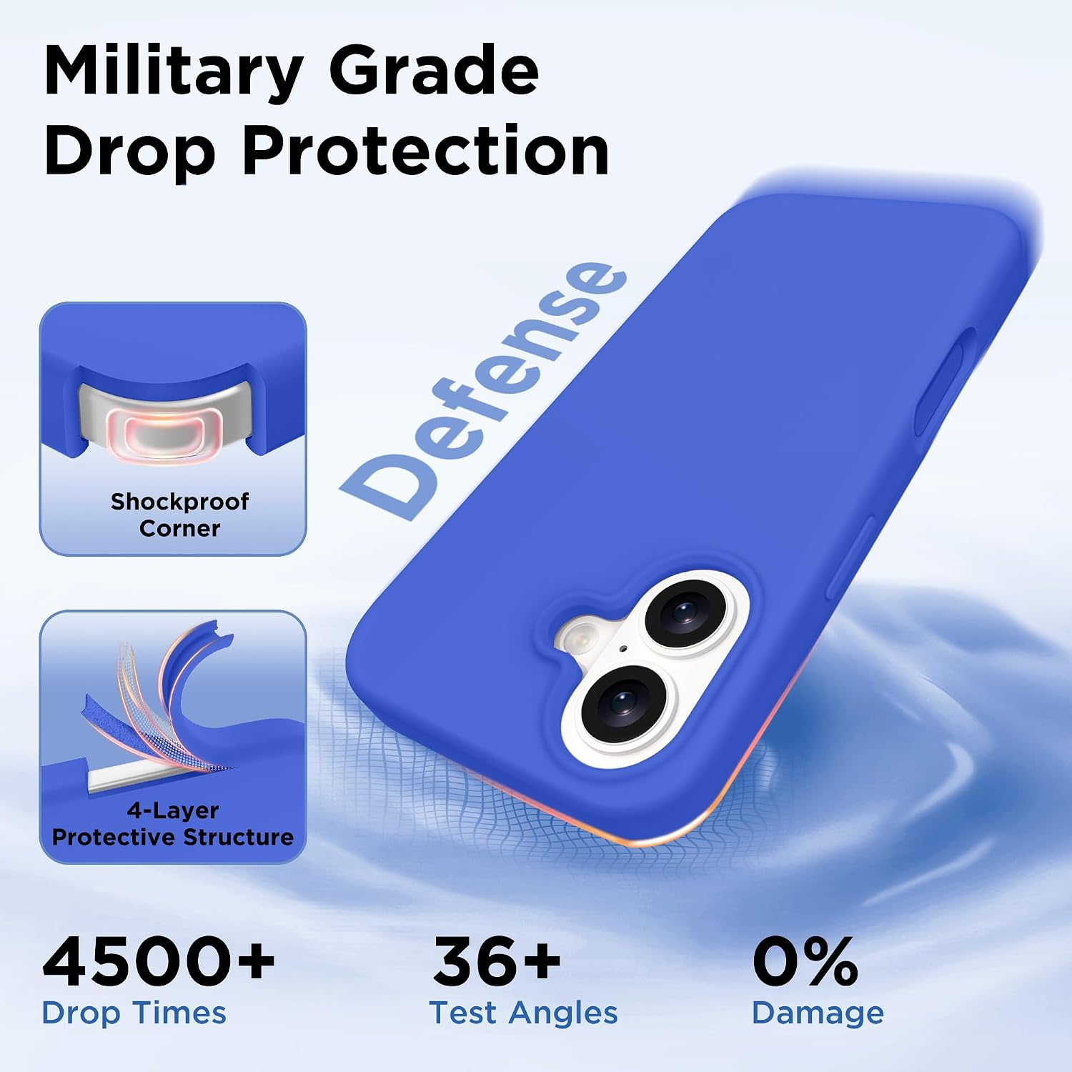 GolbinBox Magnetic for iPhone 17 Case, Compatible with MagSafe, Screen Protector + Camera Lens Protector, Liquid Silicone Shockproof Phone Cover with Anti-Scratch Microfiber Lining, Jewelry Blue thumbnail
