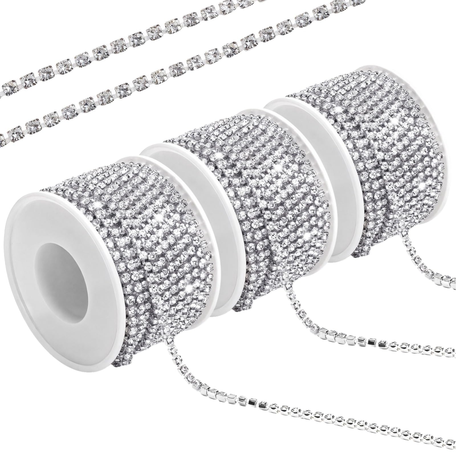 Chaîne en strass cristal blanc 30m pour couture bijoux et loisirs créatifs