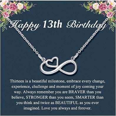 UNGENT THEM Infinity Heart Necklace for 13 16 18 Year Old Birthday Girls