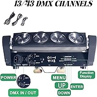Vista 8 de 8x15W Spider Moving Head Light LED RGBW 4in1 Luz de escenario portátil, haz de fiesta estroboscópico DJ Iluminación DMX 512 y activado por sonido