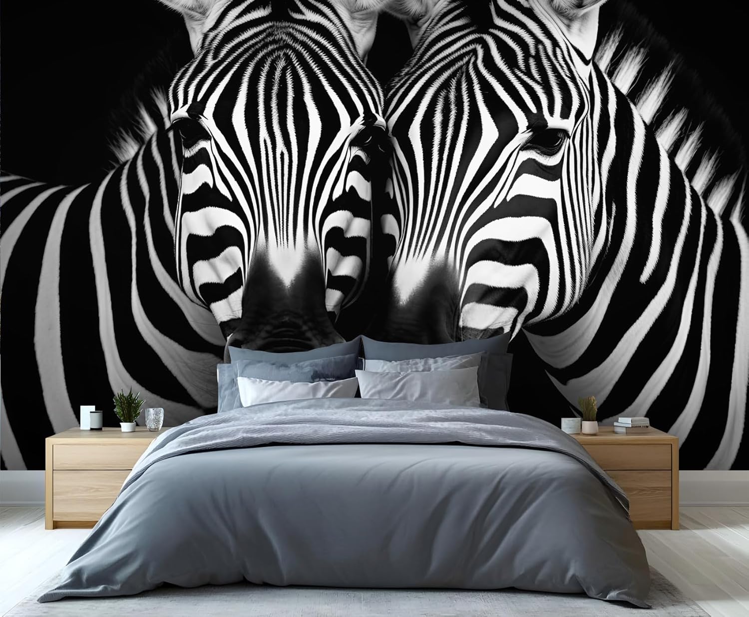 Zebra 3D Wallpaper, Zebra Wall Mural, Black and White Animals Murals for Farmhouse Living Room Bedroom Sofa TV Background Decor Murals - 118" W x 91" H