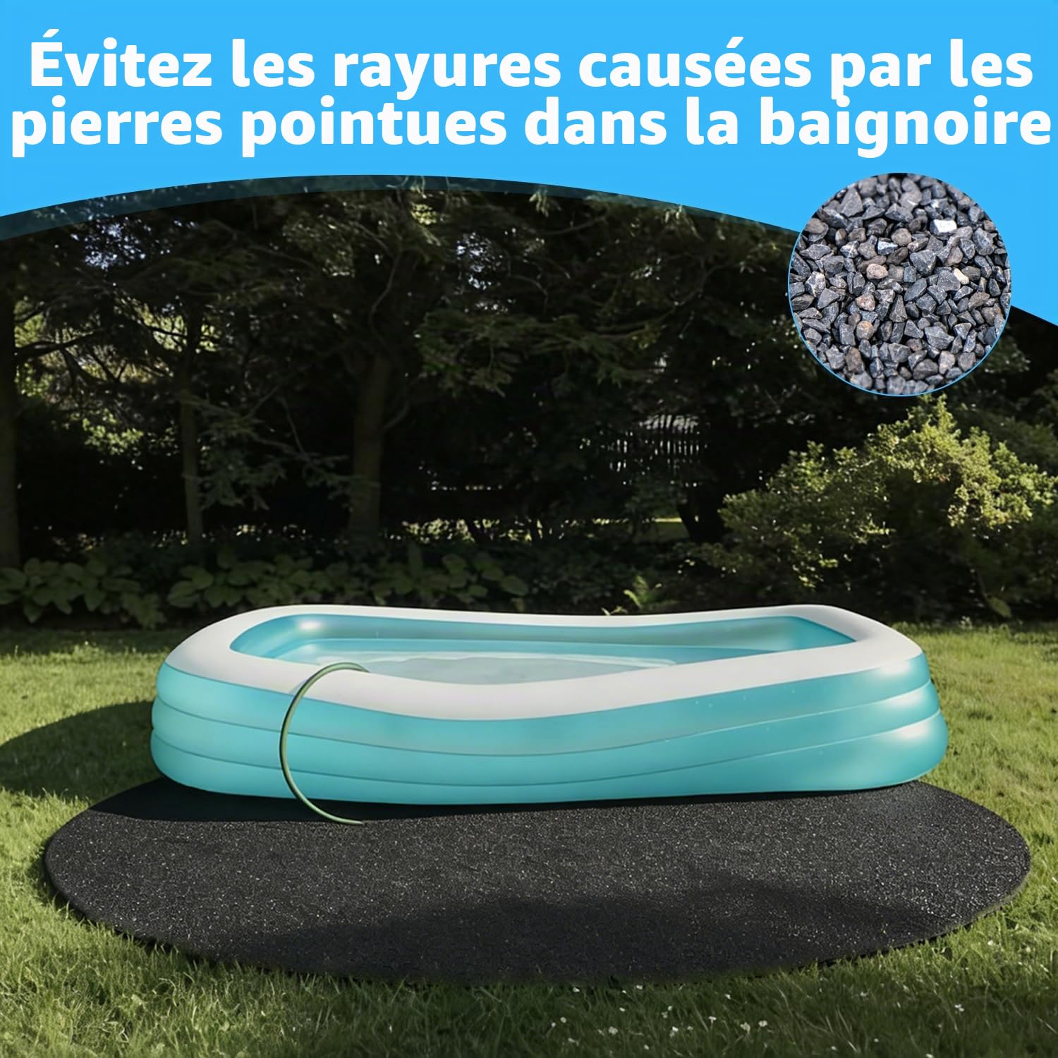 Tapis de piscine rond 366 cm - Antidérapant et indéchirable - Imperméable - Film de sol pour piscine et jacuzzi