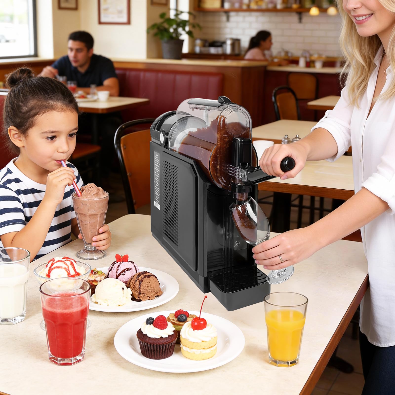 Máquina de granizado para el hogar, 3,0 l, 5 en 1 para granizados, cócteles, batidos, frappé y bebidas congeladas, 15-40 minutos de tiempo de fabricación, control de temperatura manual, limpieza