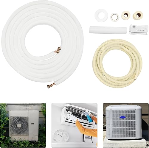 Miniatura 8 de Juego de mini línea dividida de 25 pies, tubos de cobre gemelos de 14 y 12 pulgadas de diámetro exterior, 38 pulgadas de grosor, línea de cobre