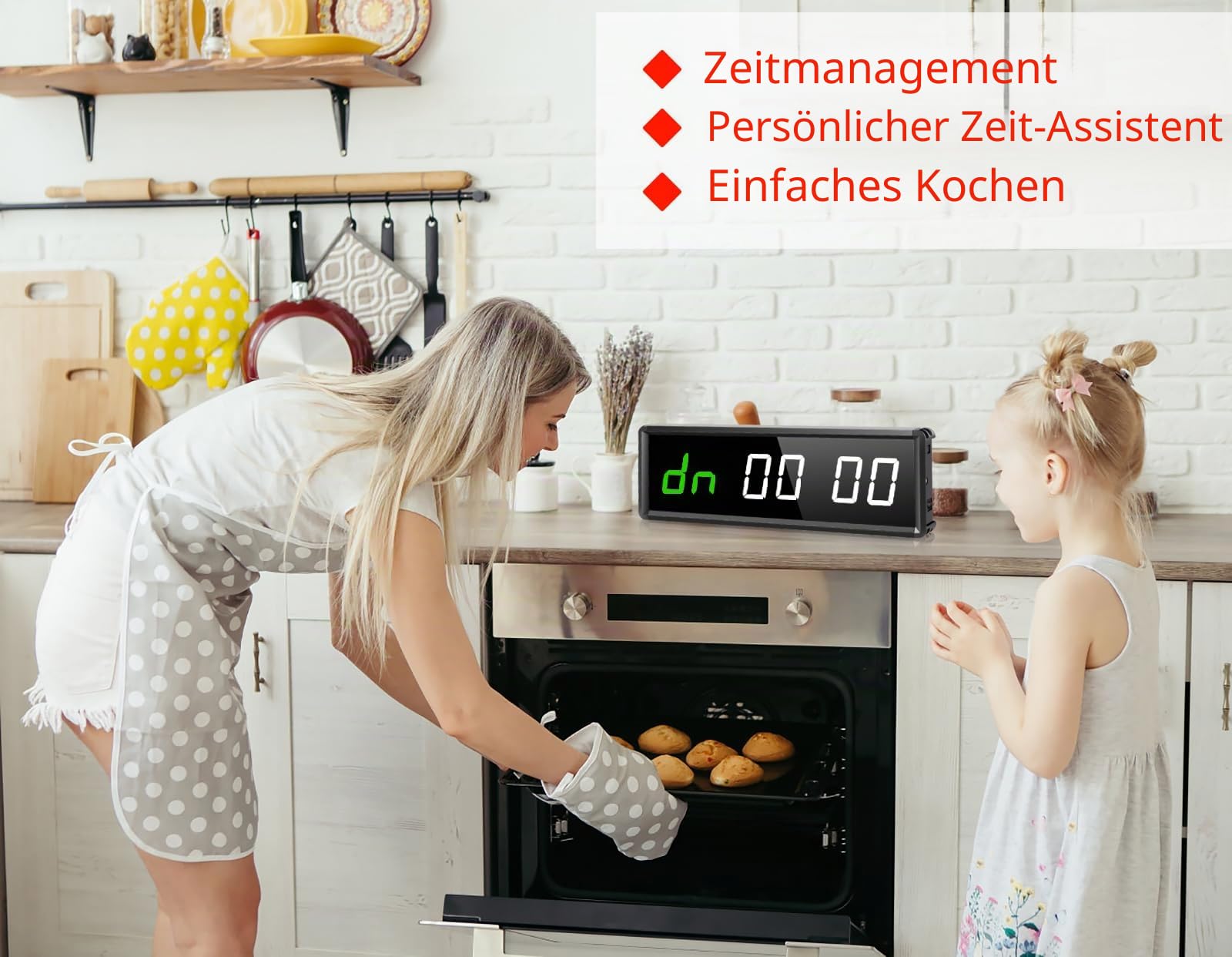PELLOR Fitness Timer, 1,8 Zoll Tragbare LED Gym Timer, Countdown/UP, Intervall Mit Stoppuhr, Einstellbare Helligkeit, Trainings Mit Fernbedienung für Home Gym