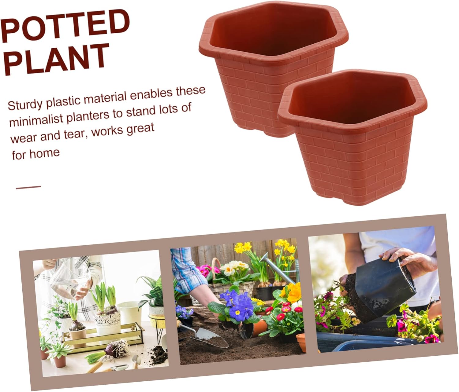 balacoo 2pcs Hexagonal Plastic Flower Planters Simple Nursery Pots for Indoor and Outdoor Use for Home Decor and Plant Health
