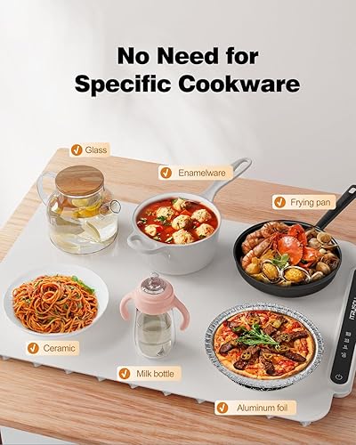 Miniatura 4 de Tapete de calentamiento eléctrico para calentar alimentos, calefacción de superficie completa para mantener los alimentos calientes o descongelados,