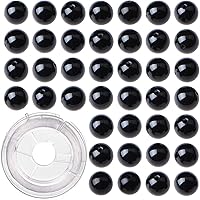 Vista 21 de 100 cuentas redondas sueltas de lava negra natural de 0.315 pulgadas para fabricación de joyas con cordón elástico de cristal