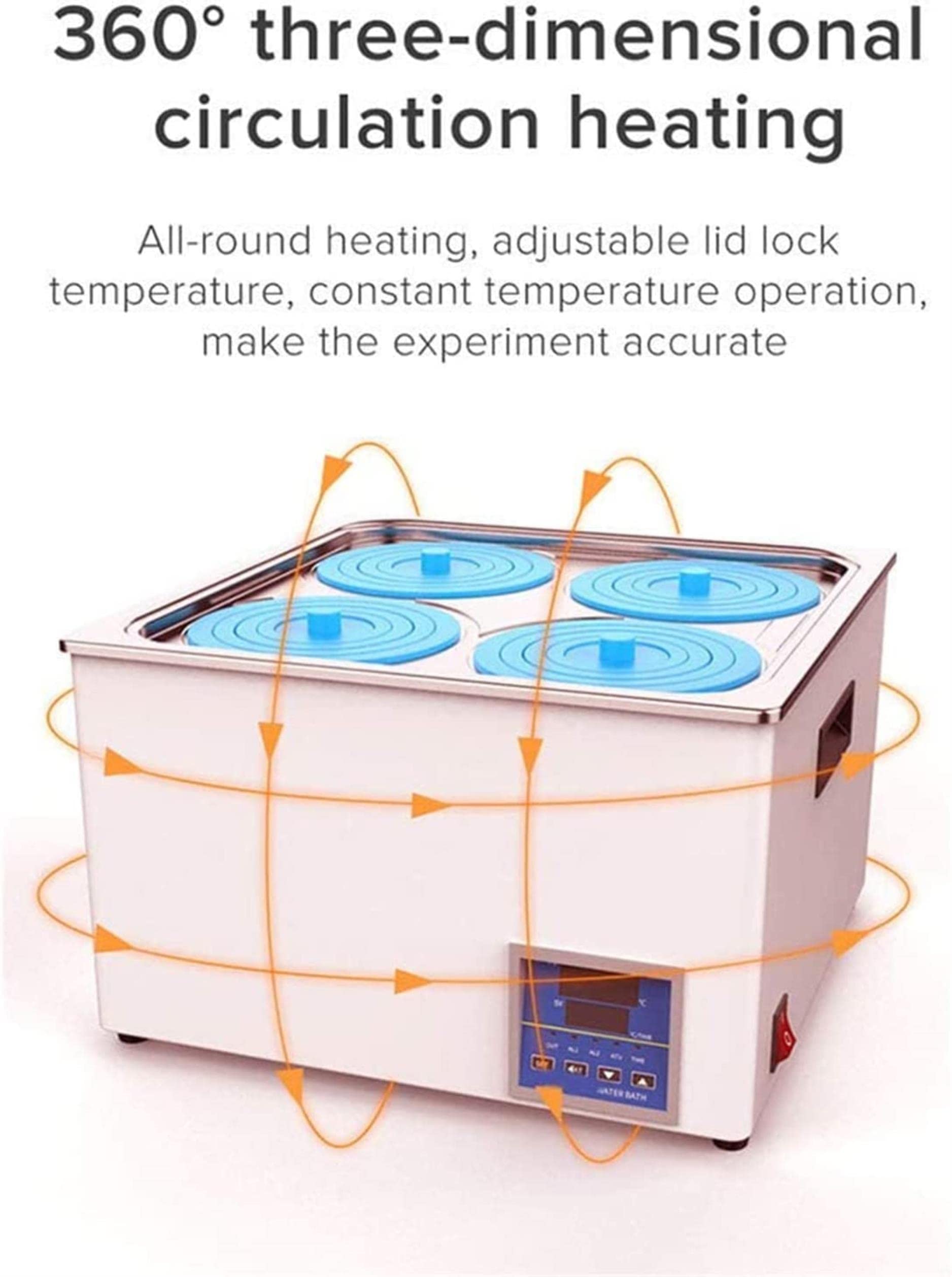 Baño María termostático Digital de Laboratorio, 10 l Baño María termostático eléctrico con 4 Aberturas y Tapas Protectoras para experimentos de Laboratorio
