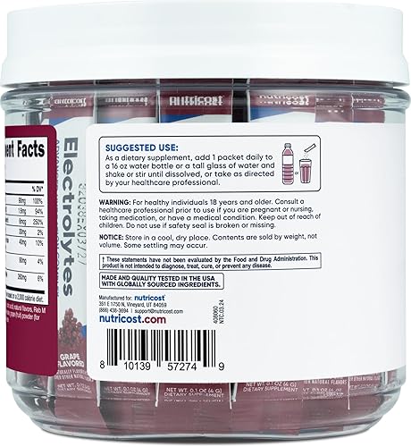 Miniatura 8 de Nutricost Complejo de electrolitos, sabor a ponche de frutas, 40 paquetes de palitos - Complejo de hidratación avanzada