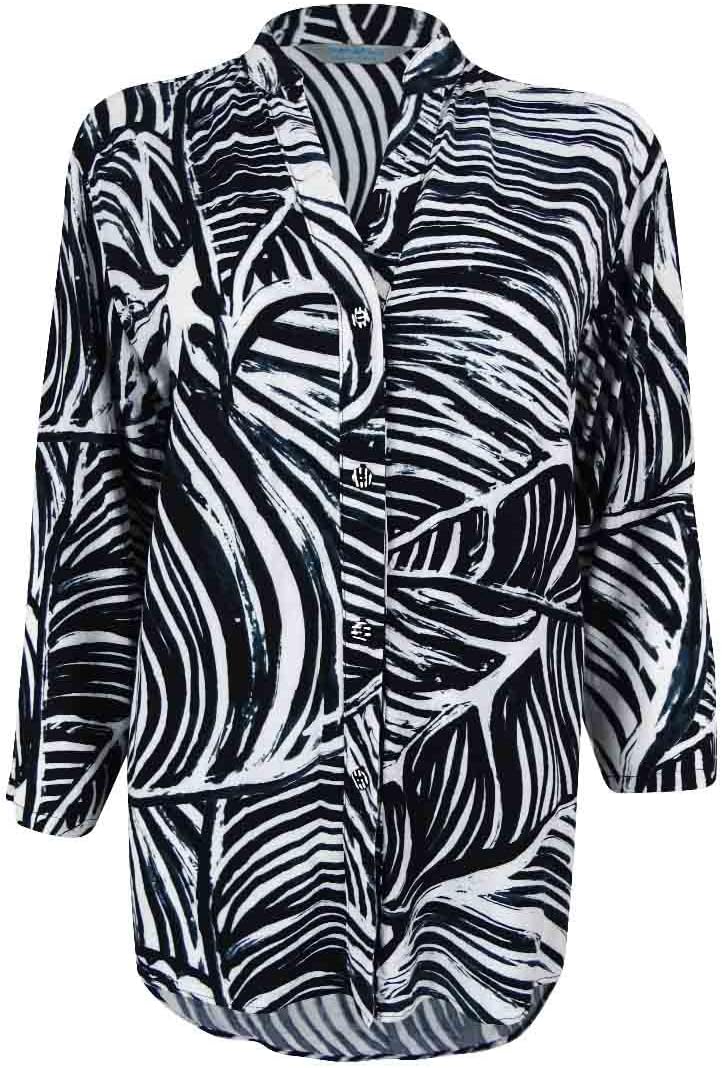 Jam World Women's Printed Hi-Lo Buttoned Shirt (XS, Zeef)