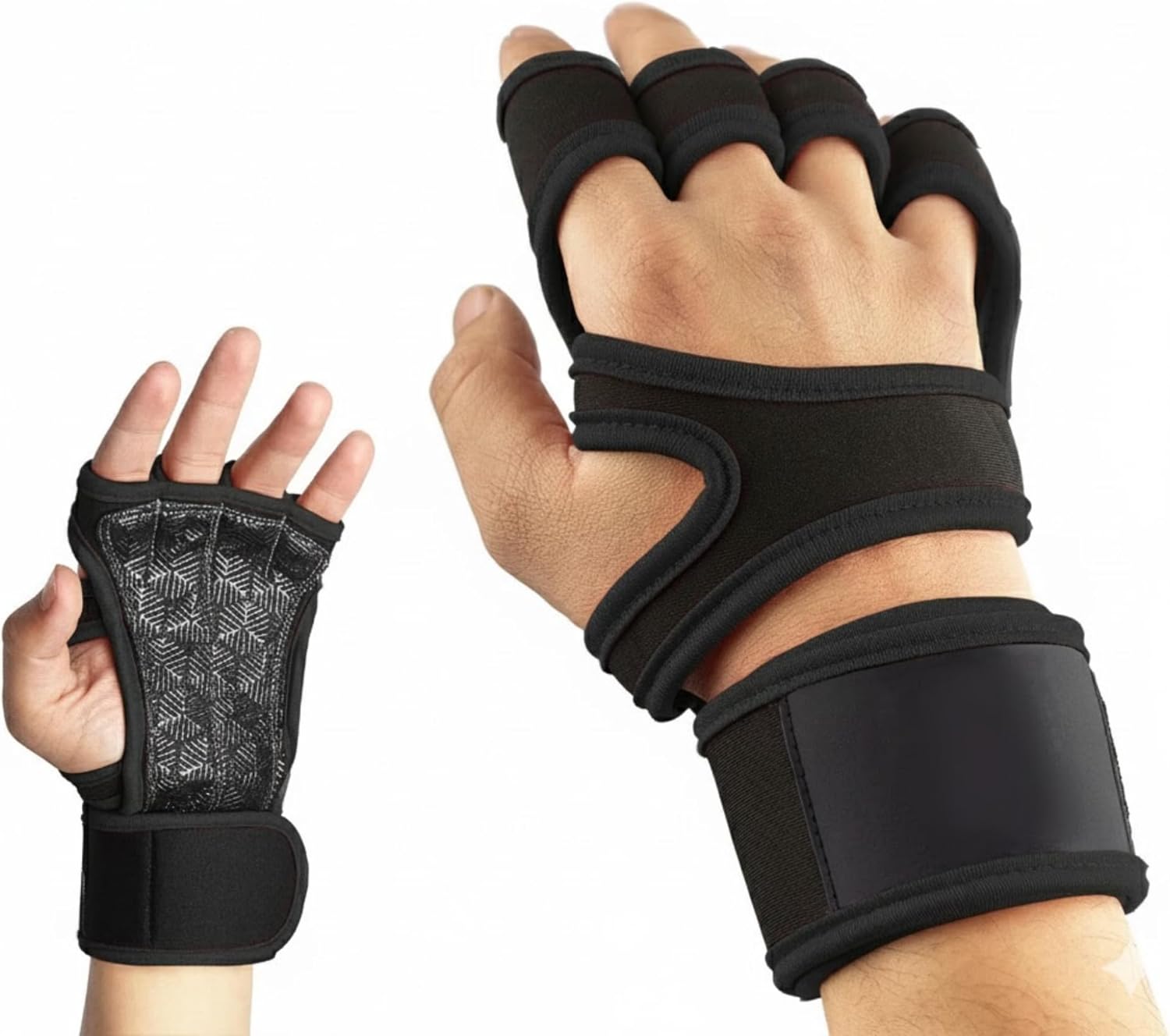 Ventilated Fitness Gym Gloves for Weight Lifting – Workout Training Split Leather Palm, Silicone Padding, Strong Grip & Wrist Support