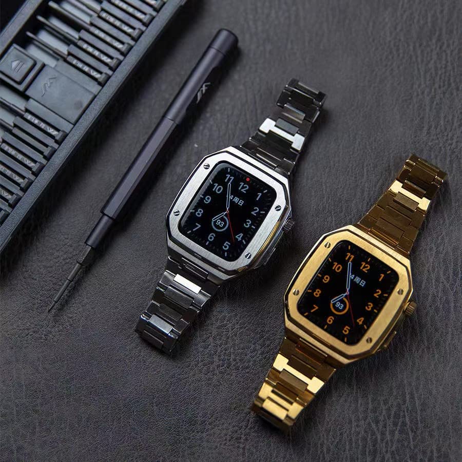 Bracelet Apple Watch 45mm en acier inoxydable avec boîtier de modification inclus