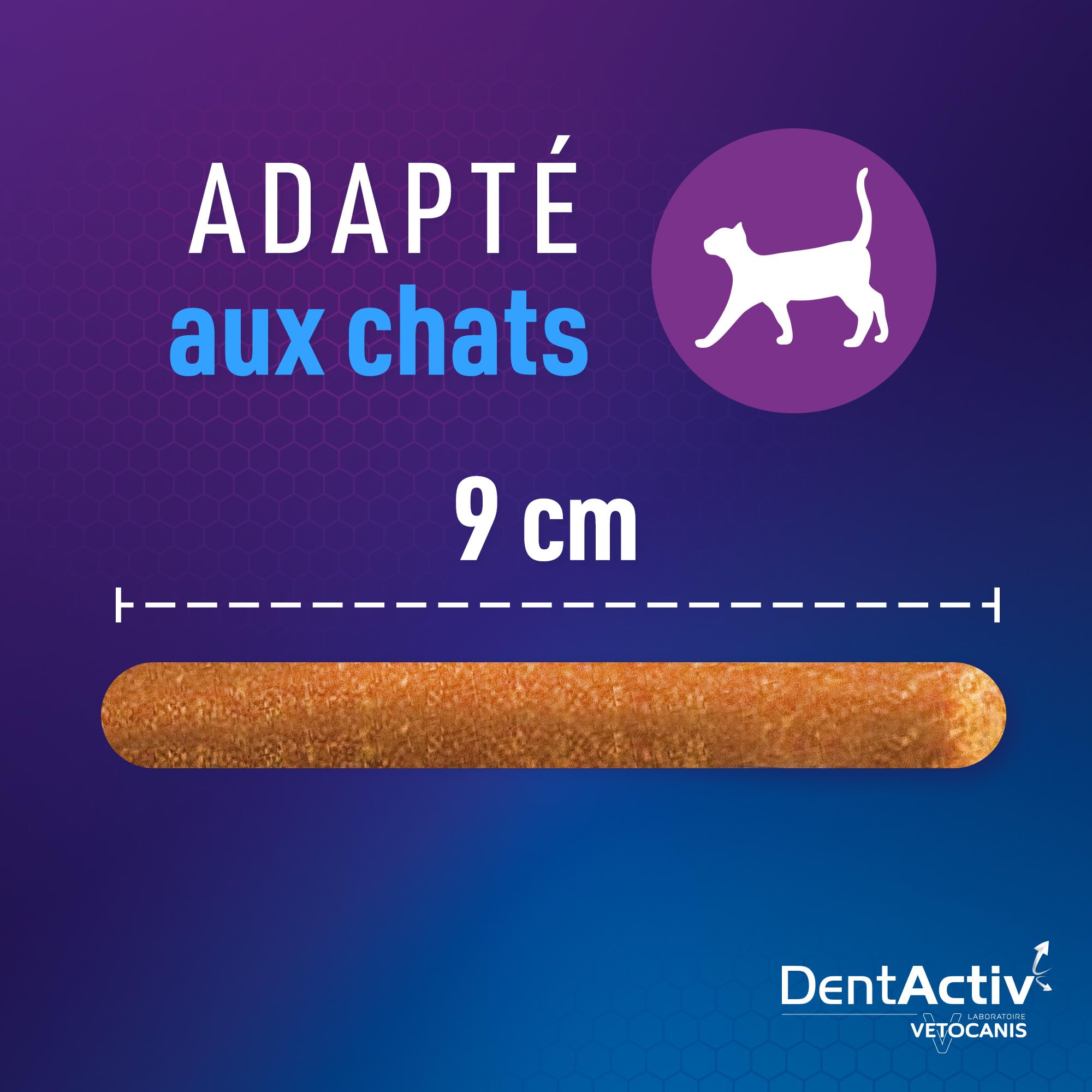Vetocanis - Dentactiv - Stick Dentaire - Friandises pour Chat Gourmandes - Hygiène et Santé du Chat - Riche en Viande - 85% de Poulet - Système Anti-Plaque