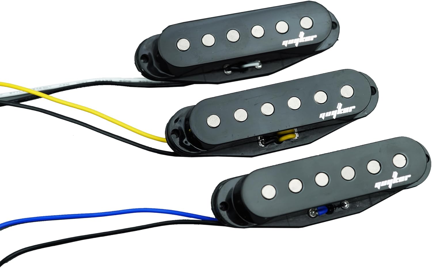Guyker Alnico 5 Single Coil Pickups, SSS Guitar Neck Middle Bridge Pickup Set Electric Guitar Replacements Parts (SPFA5, Black)