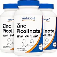 Vista 1 de Nutricost Picolinato de Zinc 50 mg, 240 cápsulas vegetarianas (3 botellas) - Sin gluten y sin OGM