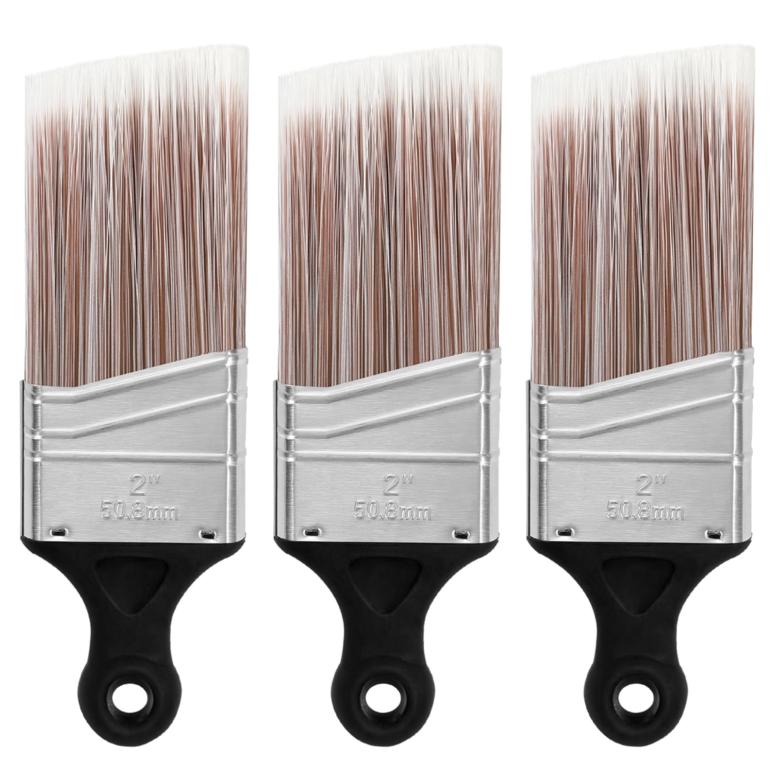 Wesquer 3-Pack Short Handle Angle Paint Brushes for Precision Trim & Cut-in Painting on Window & Door Frames, Stair Rails, Baseboards, Shutters, Cabinetry & Small Furniture