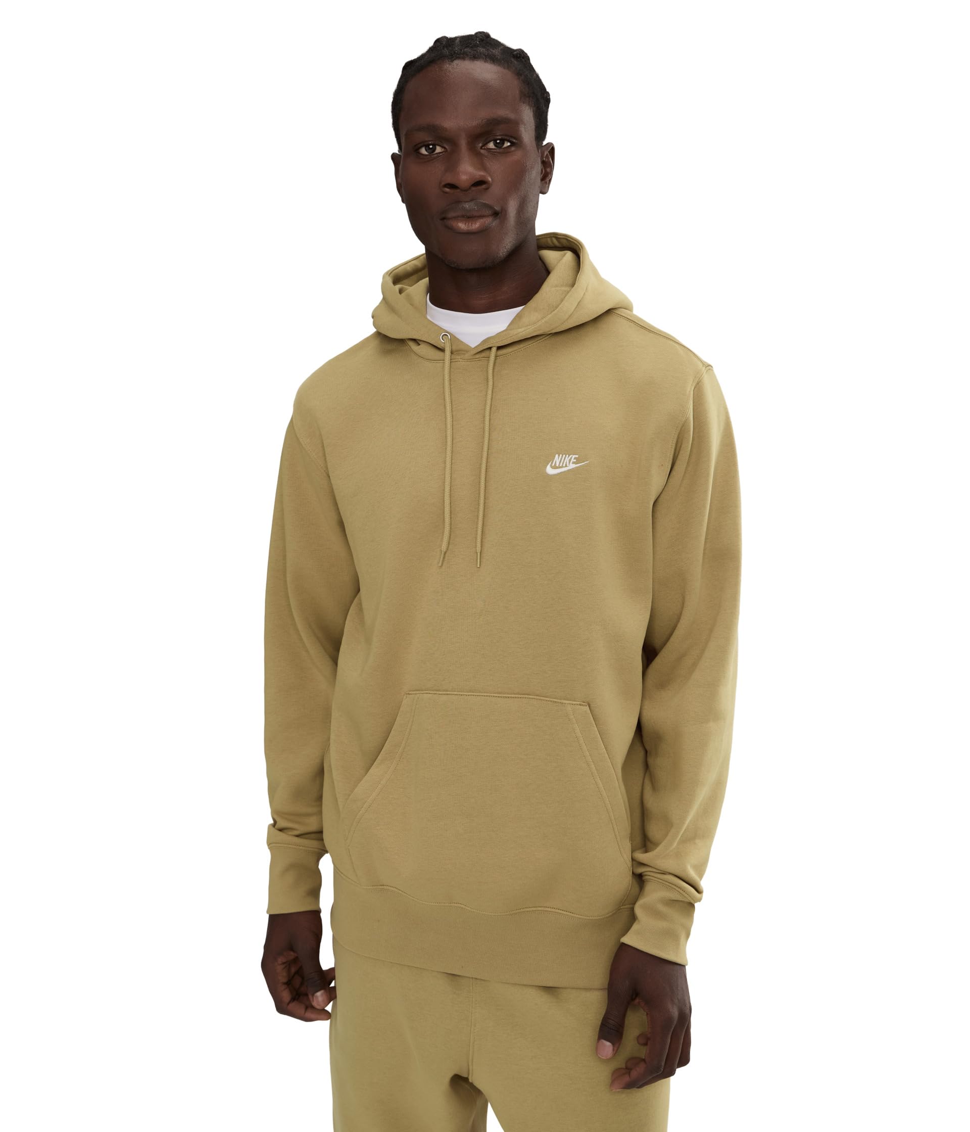 Nike Men's Club Pullover Fleece Hoodie Medium Parachute Beige/Parachute Beige/White