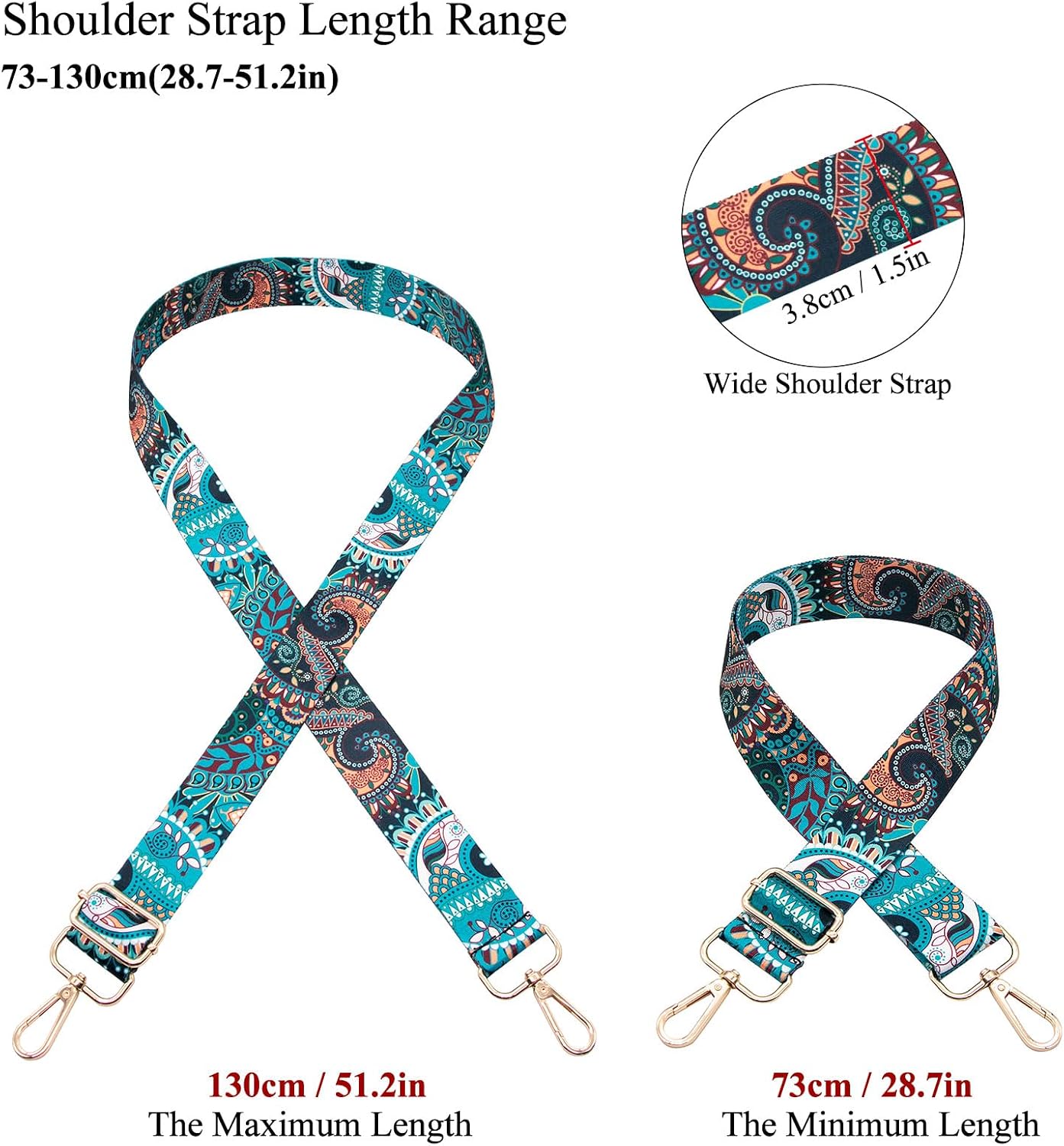 Long Keeper Adjustable Purse Strap - Wide Replacement Shoulder Strap Women Multi-Colors Bag Straps for Crossbody Bag Handbag (Style3-2) image 2
