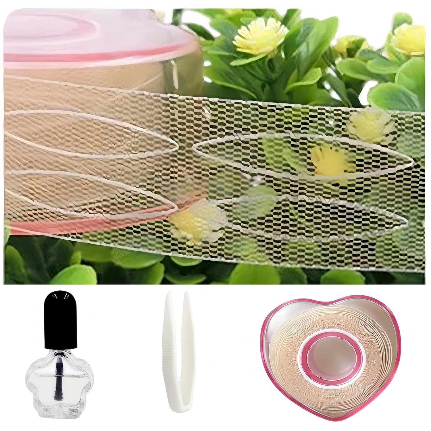 Non Sticky Lace and Breathable Eyelid Tape Eyelid Strips for-Eyes-Uneven/Droopy Eyelids (Pink C)