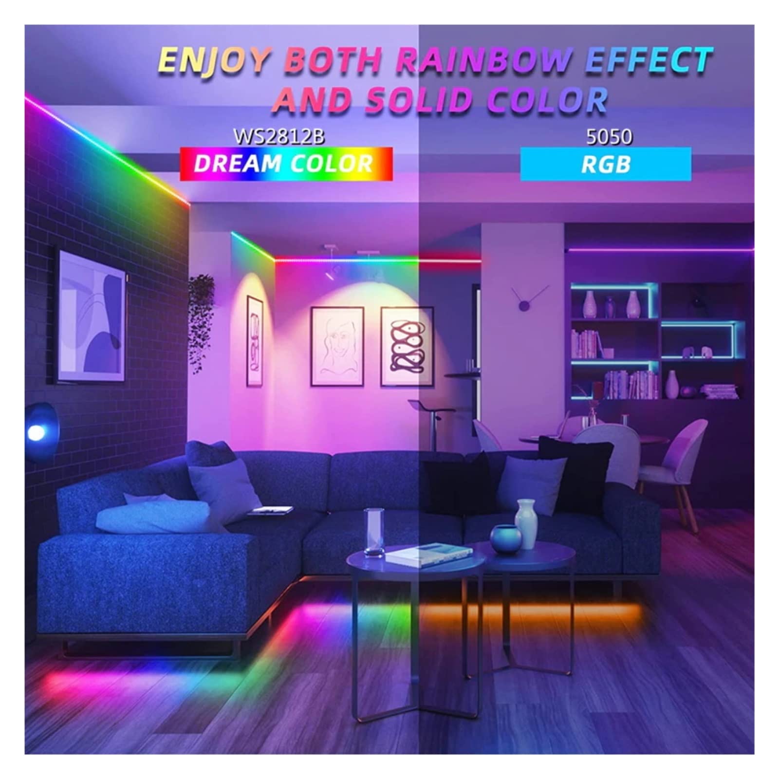 Bande lumineuse LED USB Bluetooth 5 V 5050 2812 SMD LED RVB flexible pour chambre, TV, bureau - Rétroéclairage (24 touches bleues, 20 m)