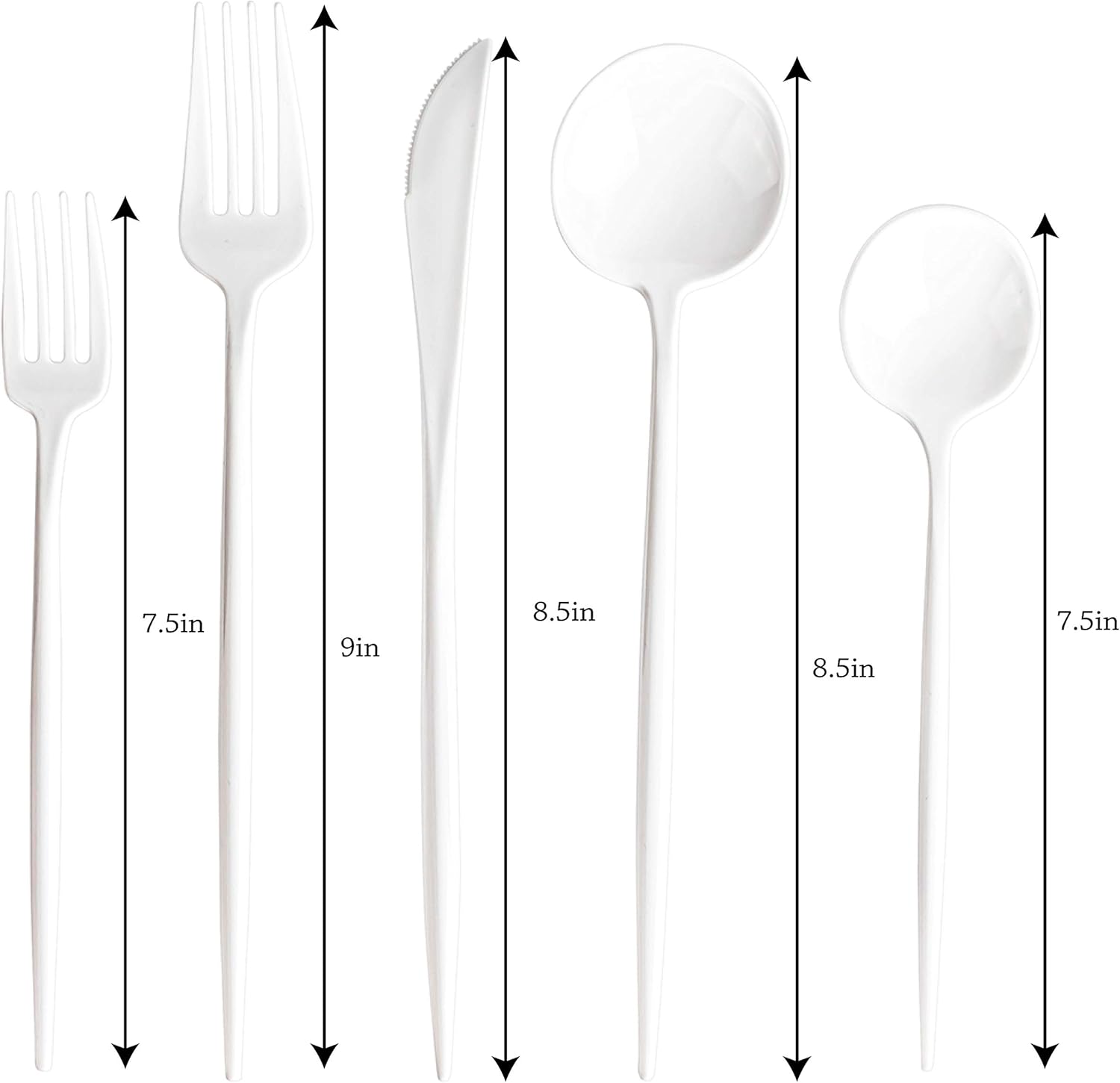 Novelty Modern Flatware Cutlery Disposable Plastic bo Set Luxury White,
