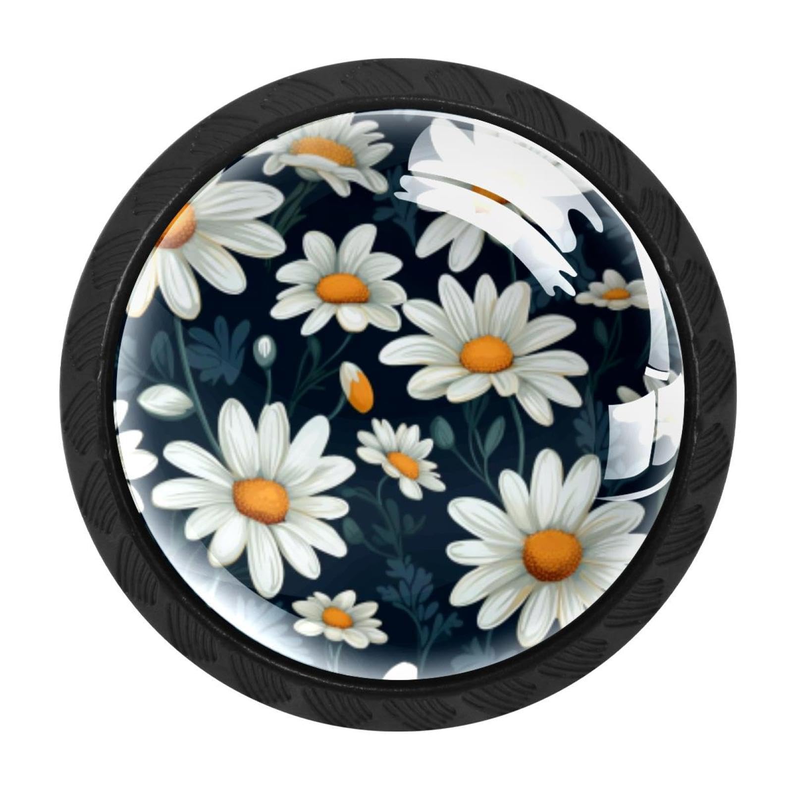 CHENZZZZ Daisy Drawer Knobs 4 Pack Crystal Dresser Knobs 35mm Glass Cabinet Knobs for Home Office Bathroom