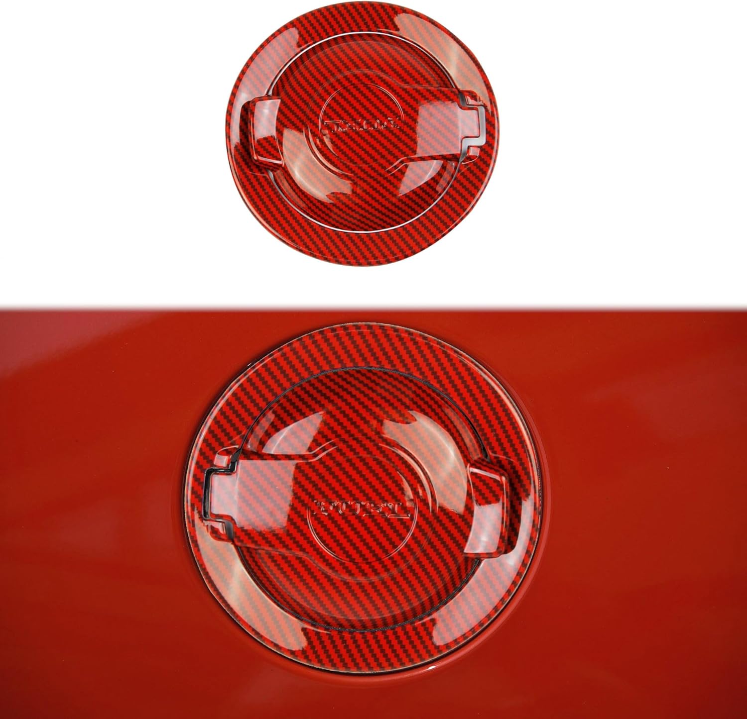 Red Carbon Fiber Style Fuel Tank Cover Trim Accessories Gas Door for Dodge Challenger 2008-2023