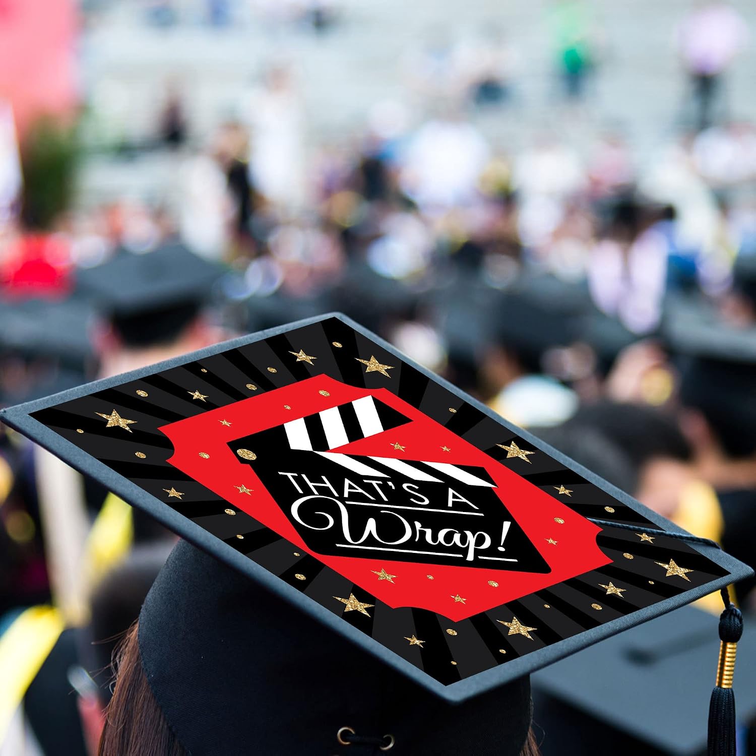 Big Dot of Happiness That’s a Wrap - Movie Graduation Cap Decorations Kit - Grad Cap Cover